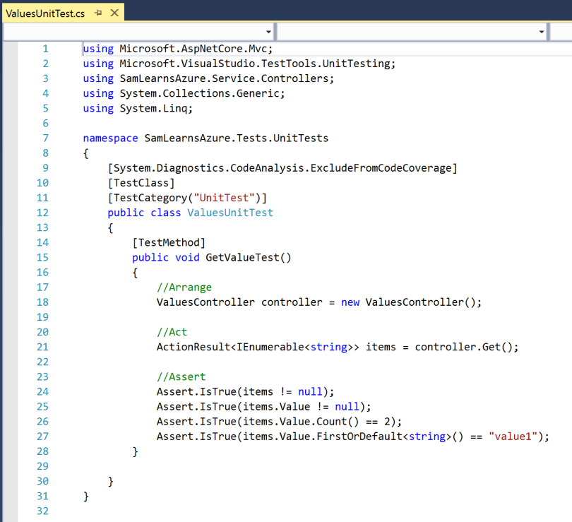 Adding automated testing – Sam Learns Azure